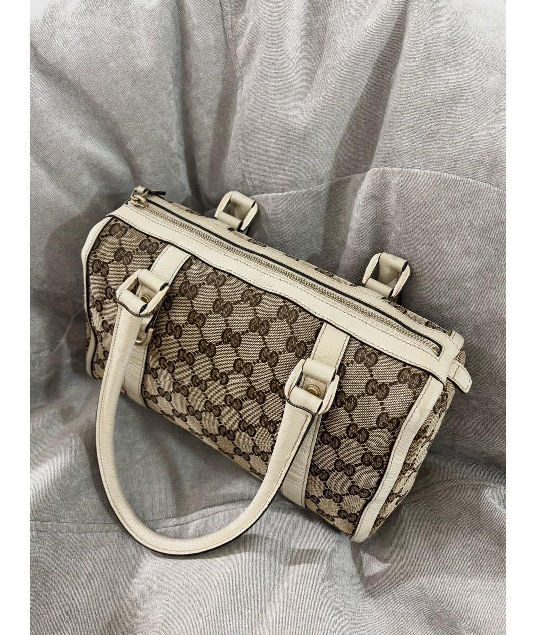 GUCCI Бежевая тканевая сумка с короткими ручками, фото 2