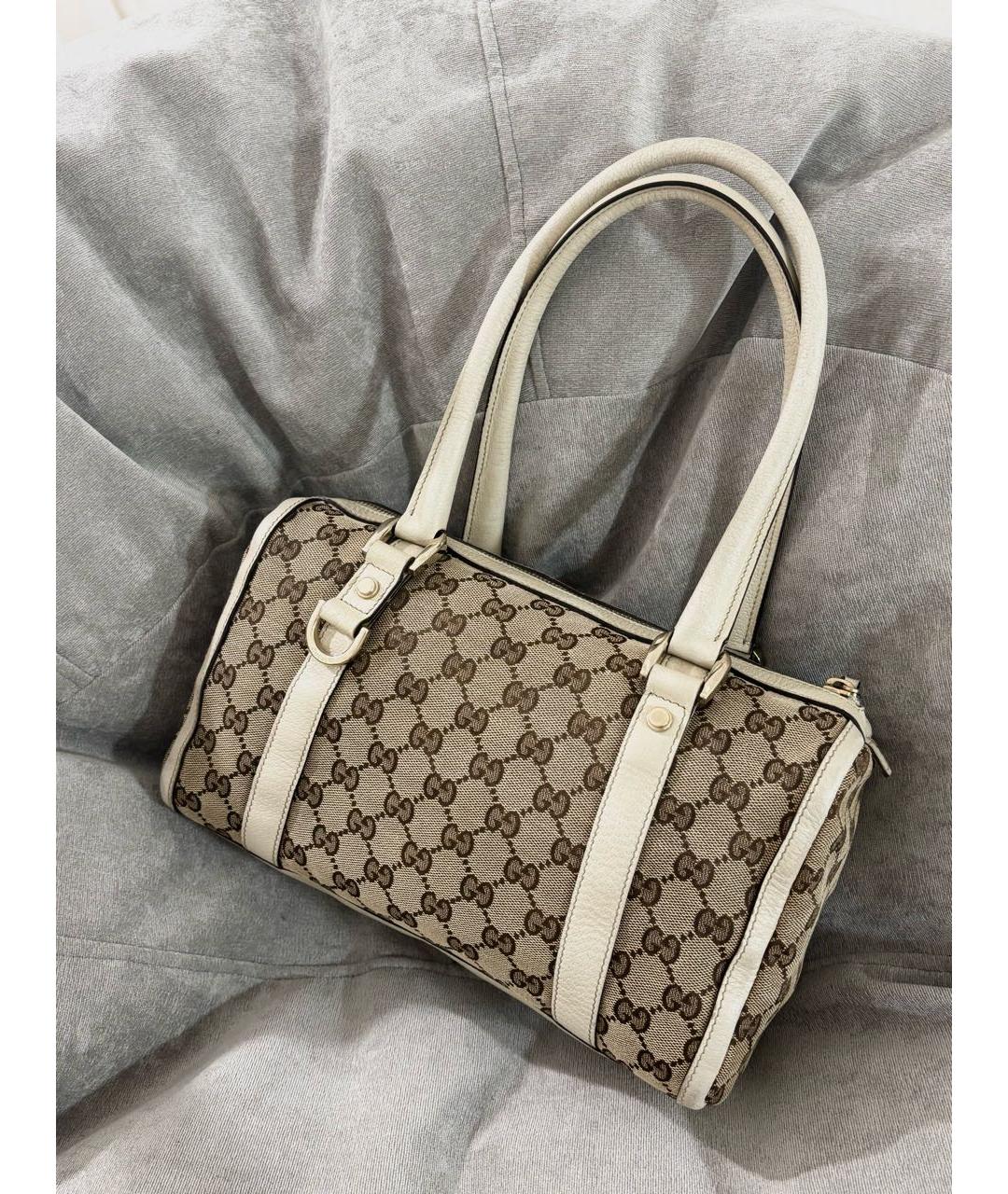 GUCCI Бежевая тканевая сумка с короткими ручками, фото 3