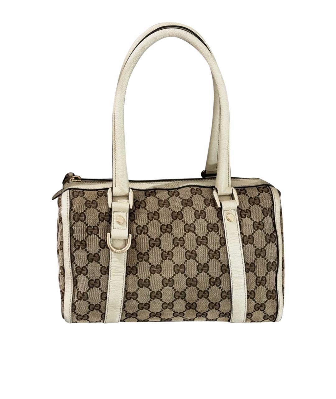 GUCCI Бежевая тканевая сумка с короткими ручками, фото 1