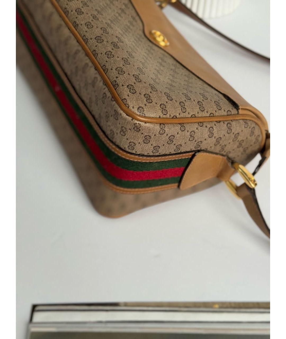 GUCCI Коричневая кожаная сумка через плечо, фото 6