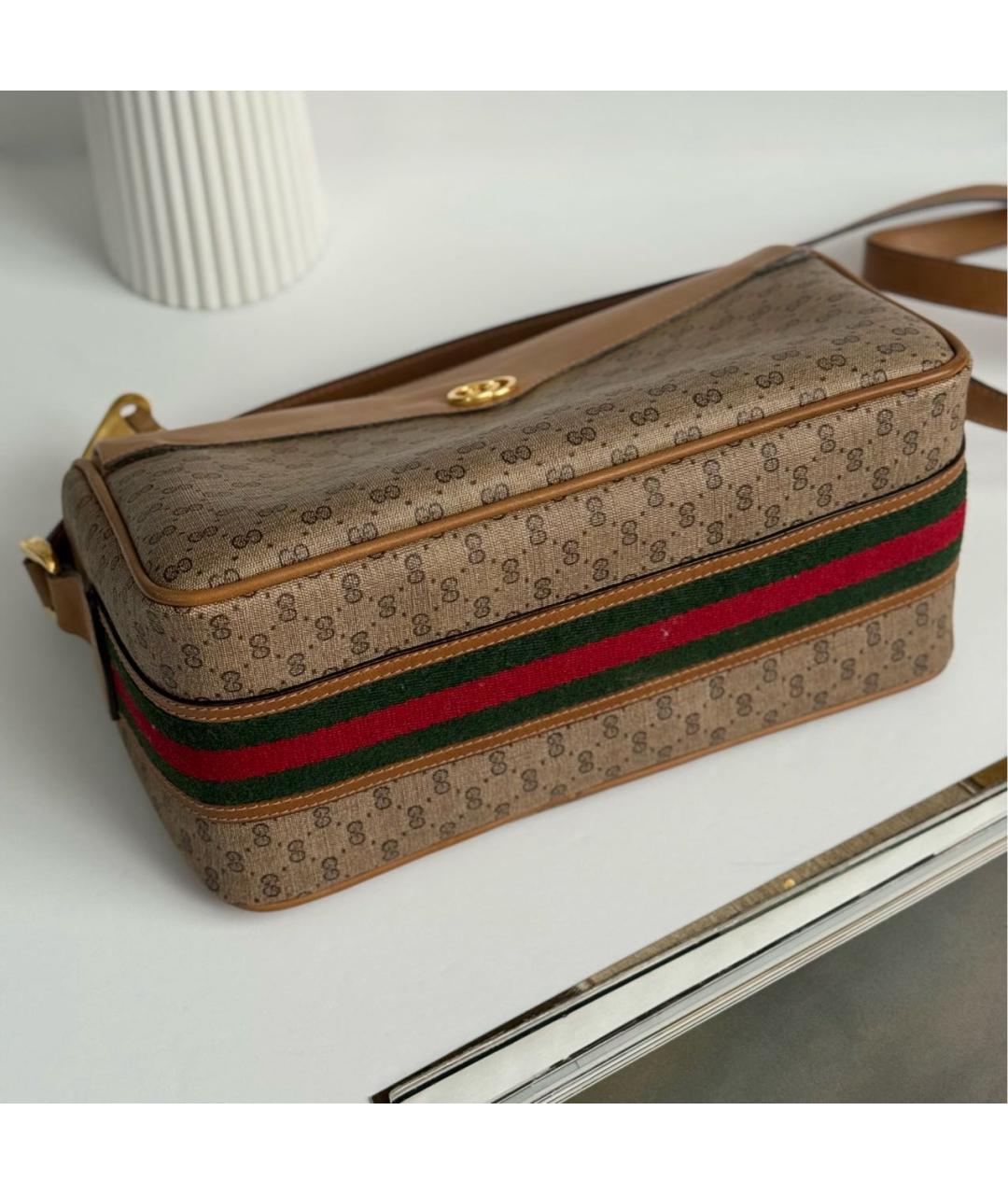 GUCCI Коричневая кожаная сумка через плечо, фото 4