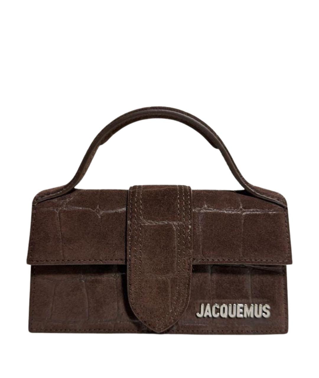 JACQUEMUS Коричневая замшевая сумка с короткими ручками, фото 1