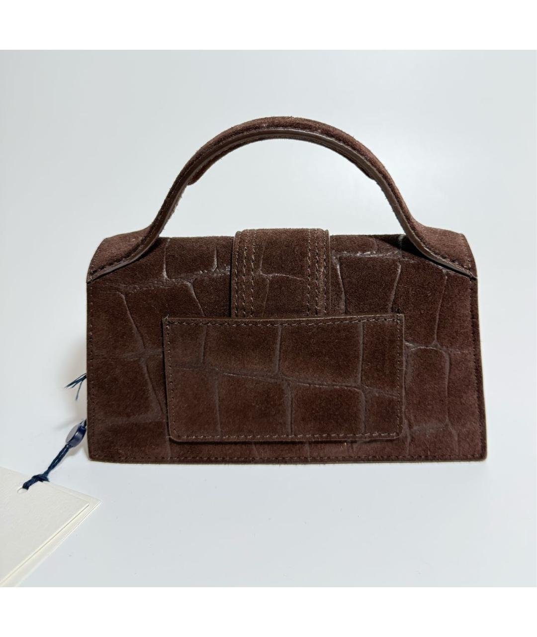 JACQUEMUS Коричневая замшевая сумка с короткими ручками, фото 3