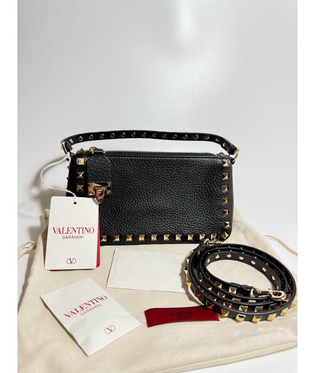 VALENTINO Черная кожаная сумка с короткими ручками, фото 5