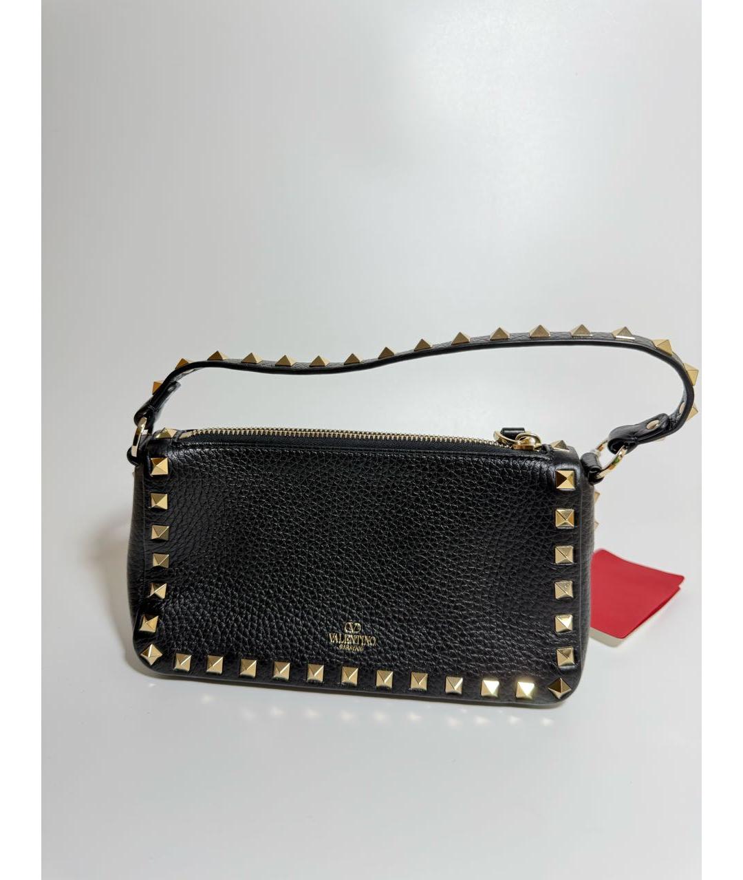 VALENTINO Черная кожаная сумка с короткими ручками, фото 3