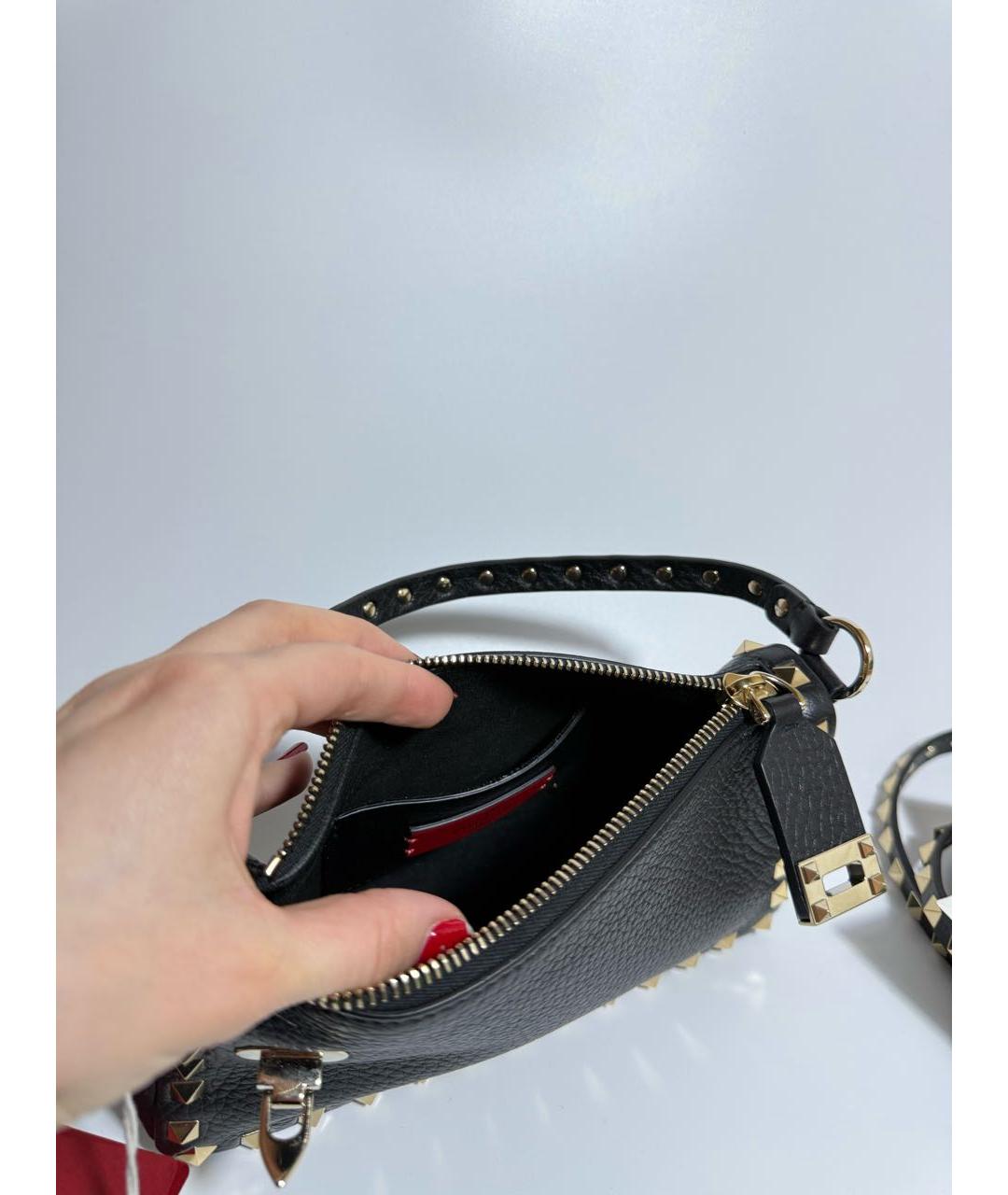 VALENTINO Черная кожаная сумка с короткими ручками, фото 4