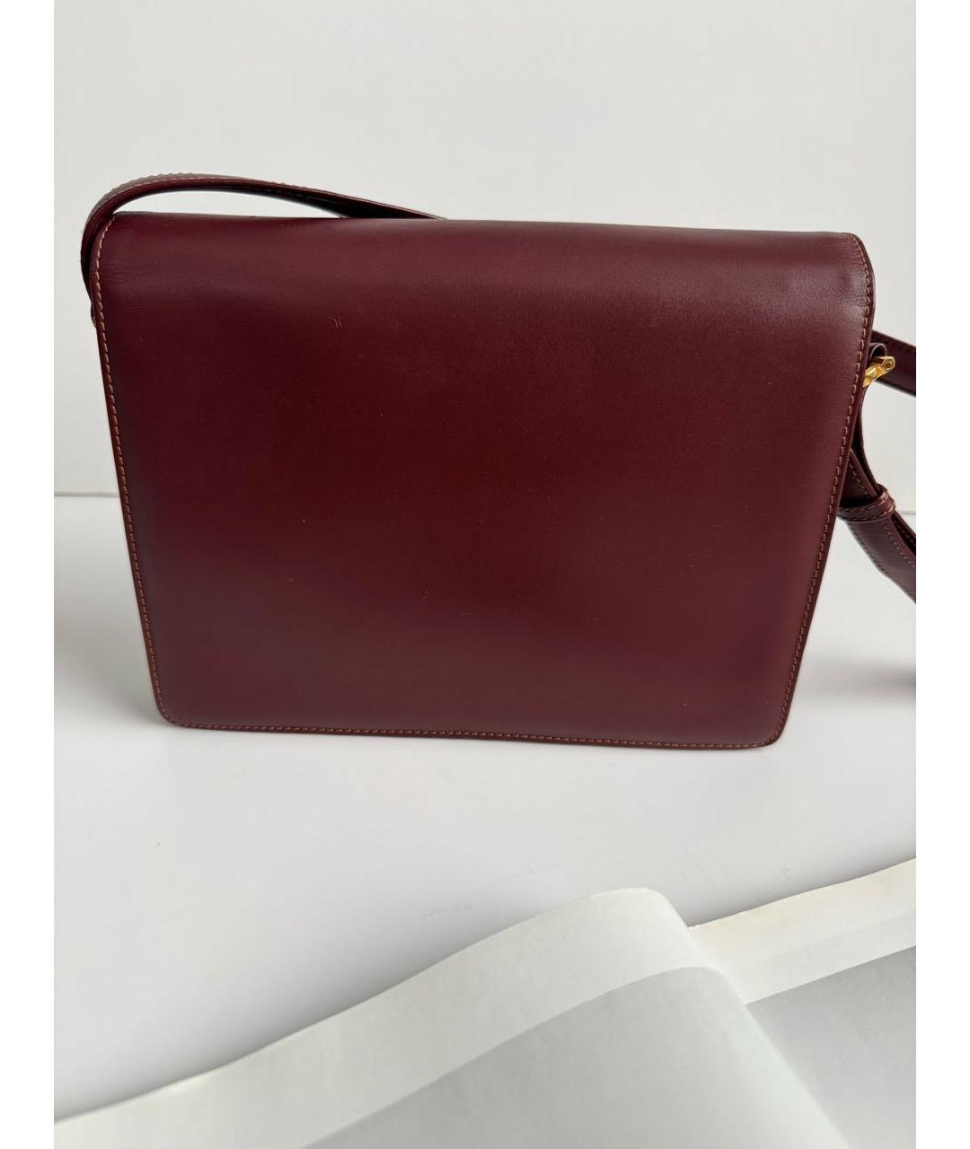 CARTIER Бордовая кожаная сумка через плечо, фото 4