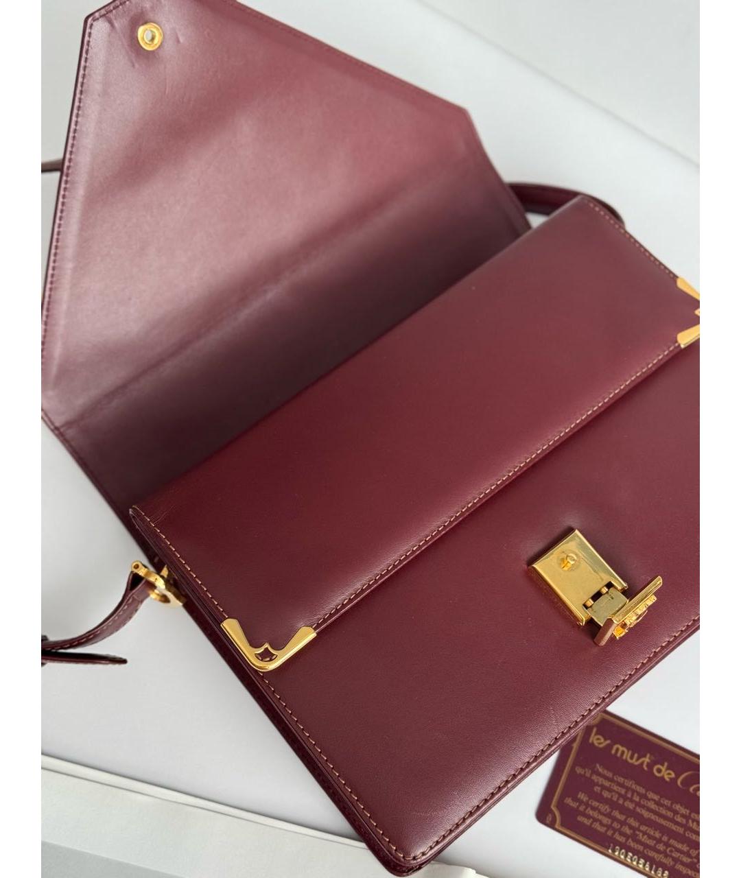 CARTIER Бордовая кожаная сумка через плечо, фото 3