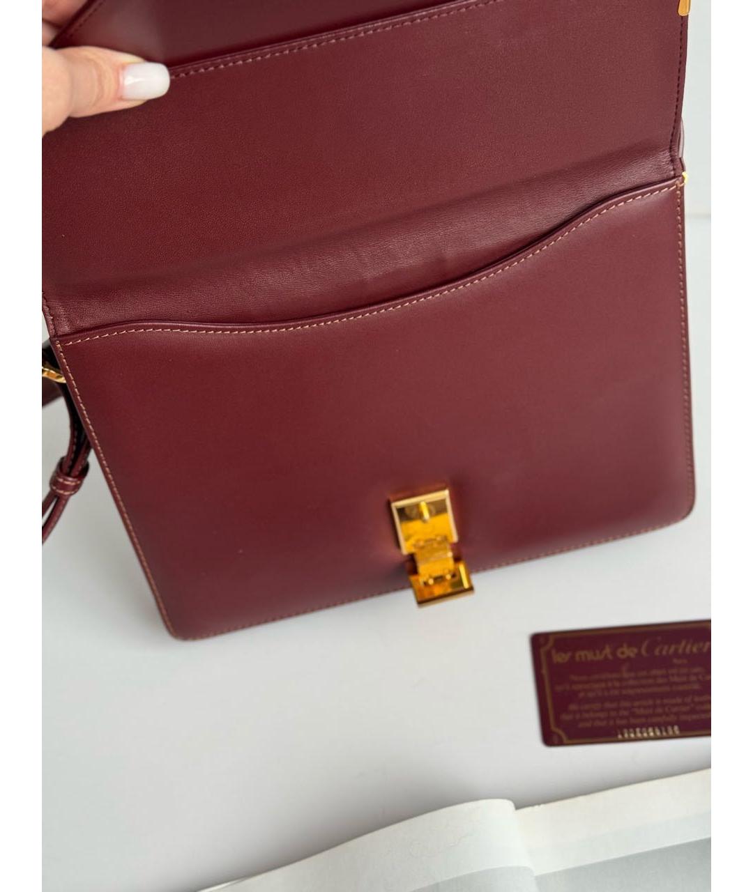 CARTIER Бордовая кожаная сумка через плечо, фото 6