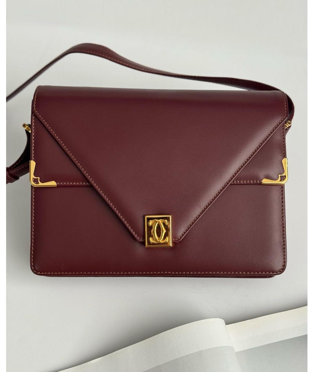 CARTIER Бордовая кожаная сумка через плечо, фото 9
