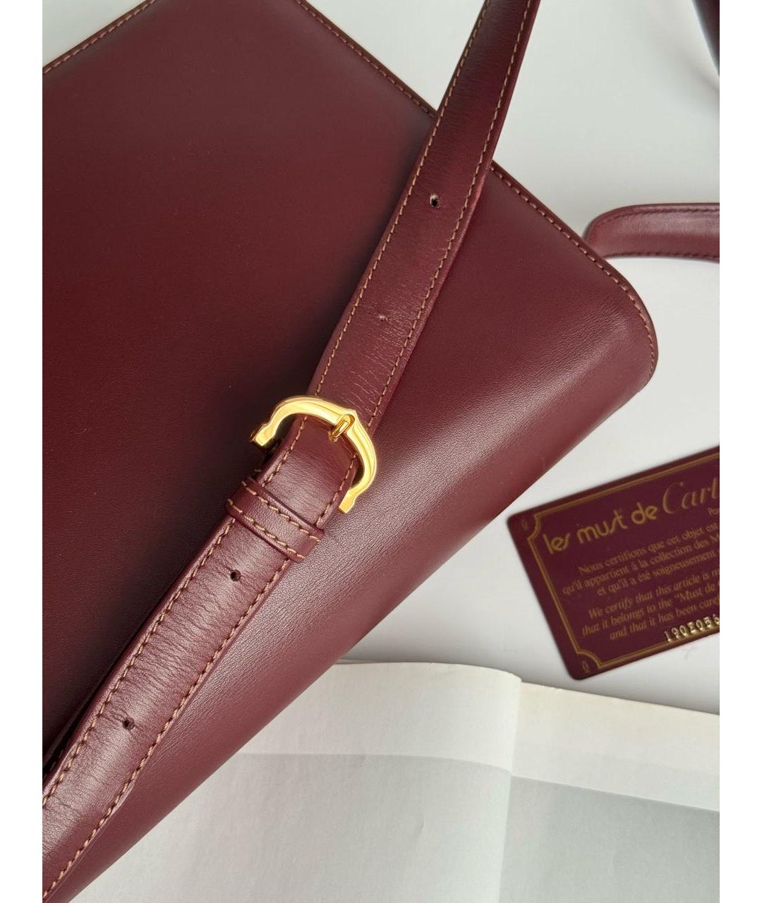 CARTIER Бордовая кожаная сумка через плечо, фото 8