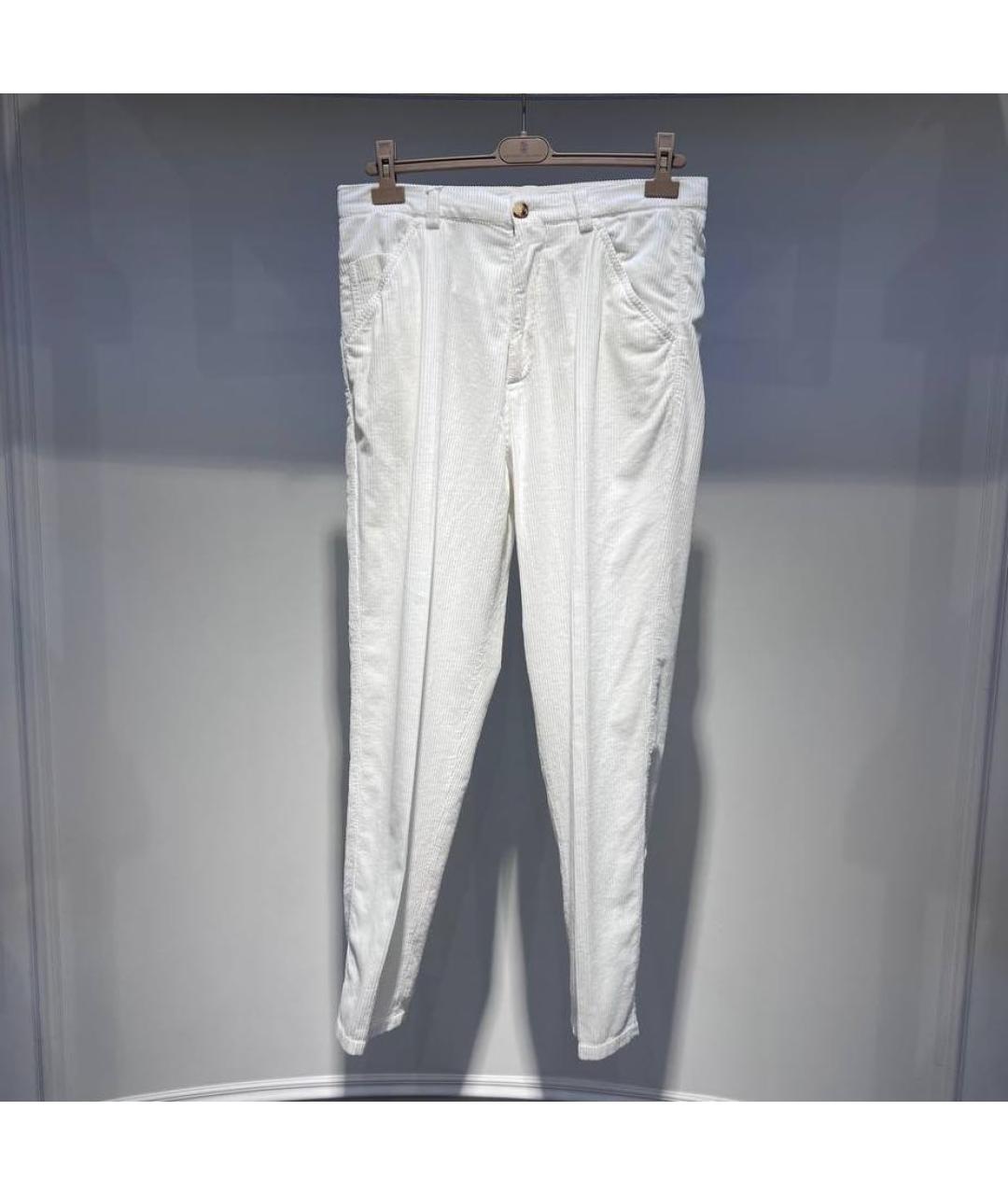 BRUNELLO CUCINELLI Белые хлопковые повседневные брюки, фото 3