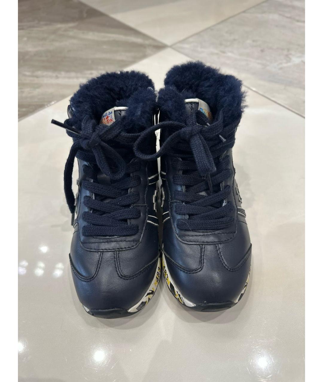 PREMIATA KIDS Темно-синие кожаные кеды, фото 2