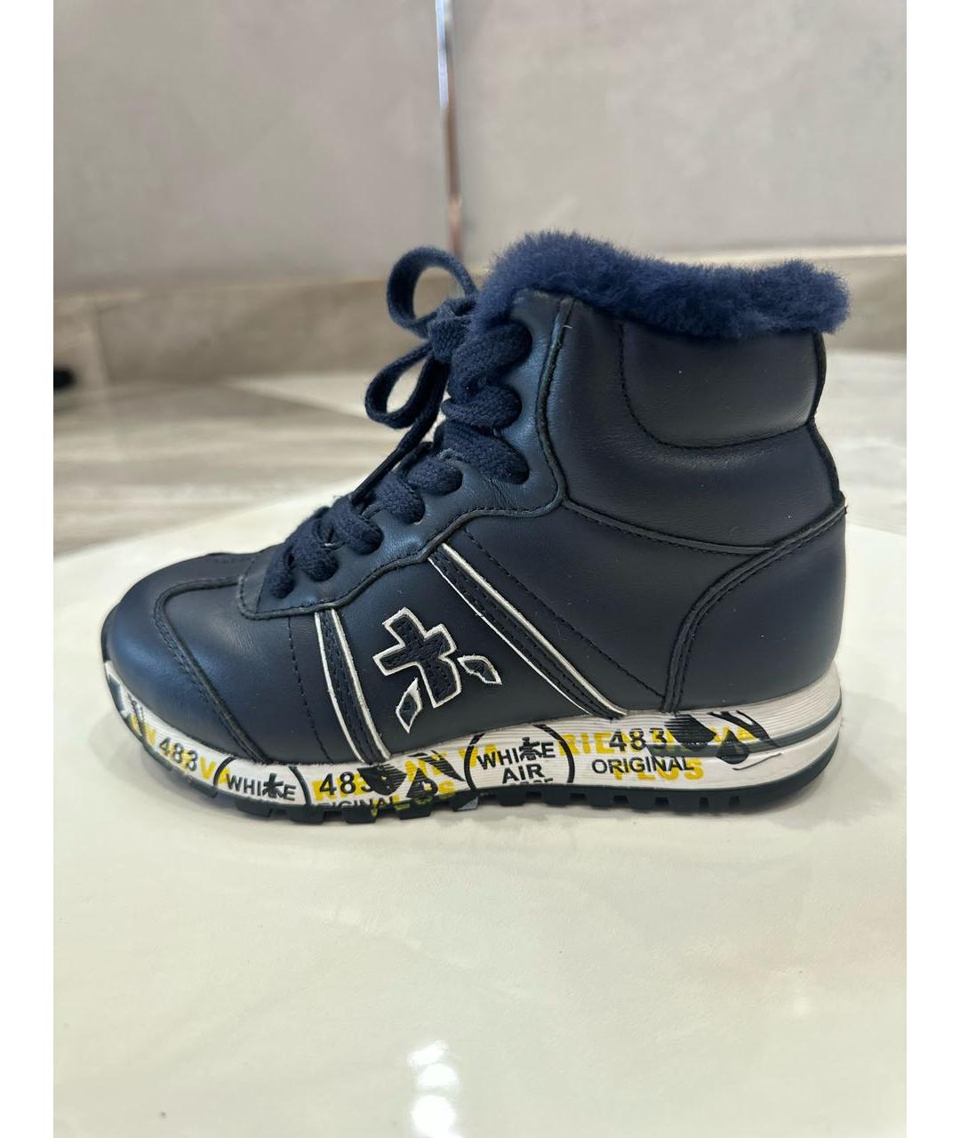 PREMIATA KIDS Темно-синие кожаные кеды, фото 5