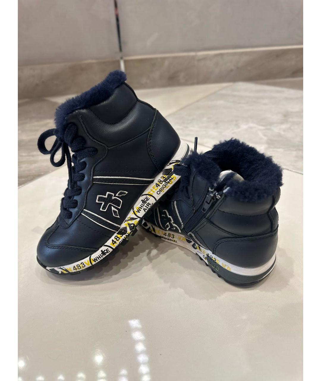 PREMIATA KIDS Темно-синие кожаные кеды, фото 3