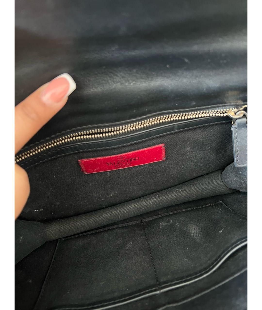 VALENTINO Черная кожаная сумка через плечо, фото 5