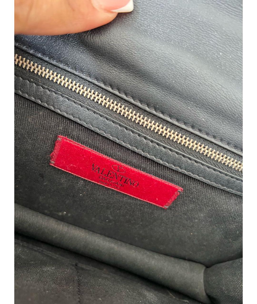 VALENTINO Черная кожаная сумка через плечо, фото 6