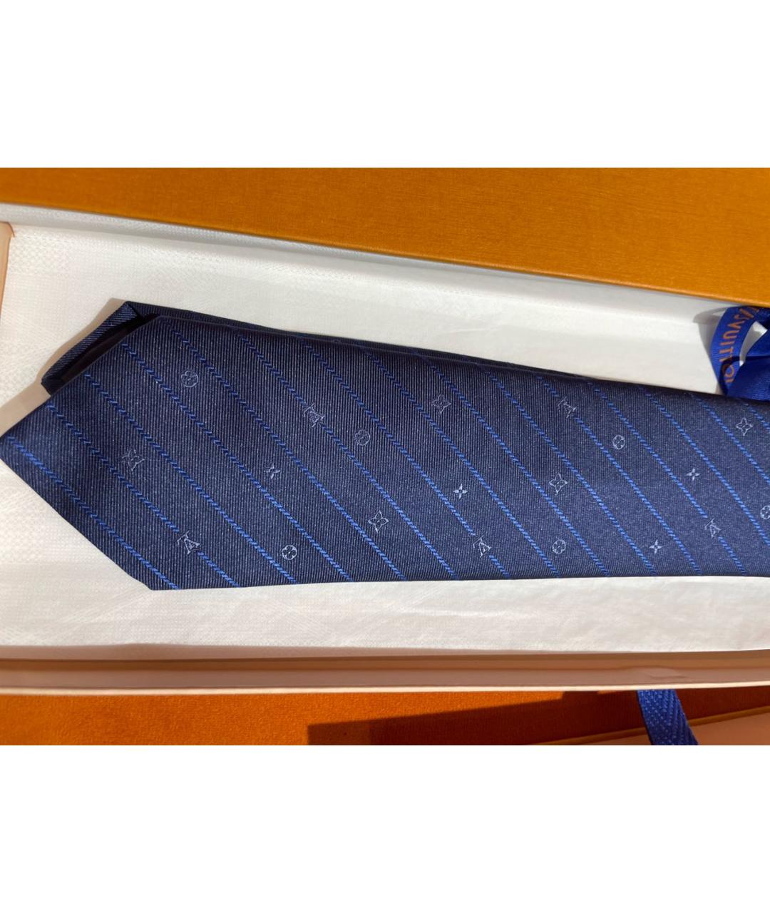 LOUIS VUITTON Темно-синий шелковый галстук, фото 4