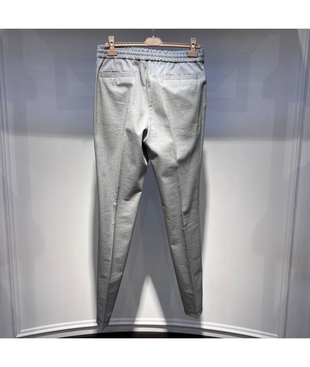 BRUNELLO CUCINELLI Серые шерстяные классические брюки, фото 2