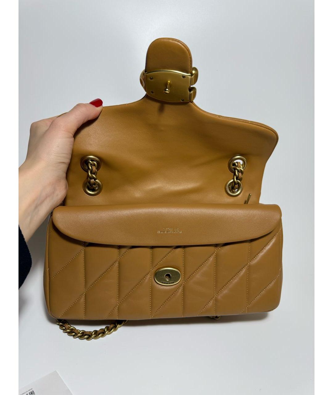 COACH Коричневая кожаная сумка через плечо, фото 5