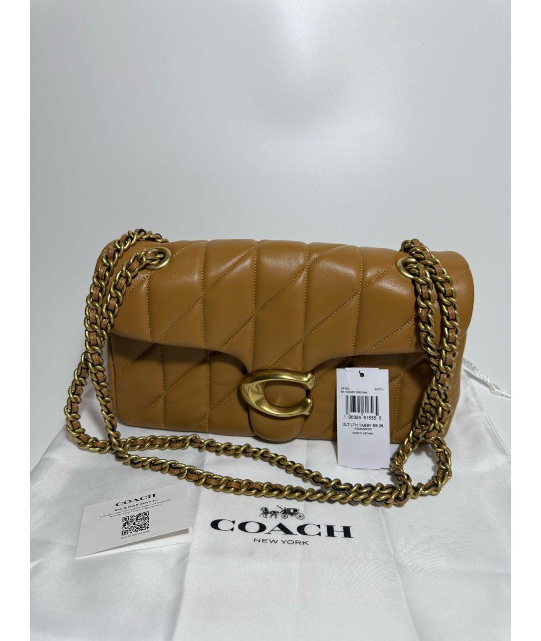 COACH Коричневая кожаная сумка через плечо, фото 6