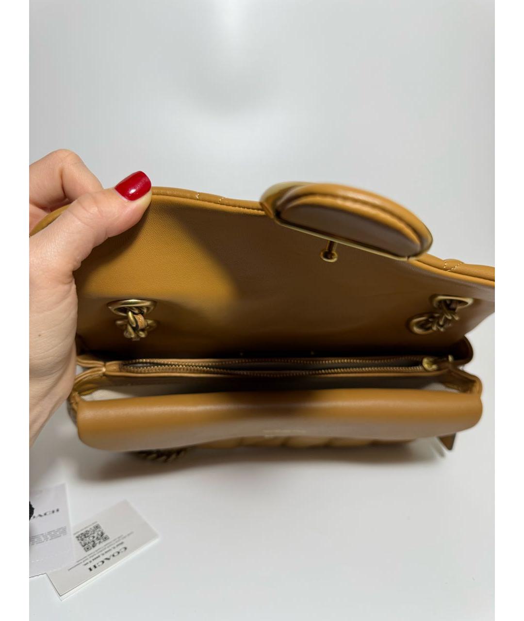 COACH Коричневая кожаная сумка через плечо, фото 4