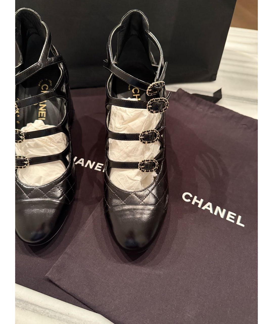 CHANEL Черные кожаные туфли, фото 4
