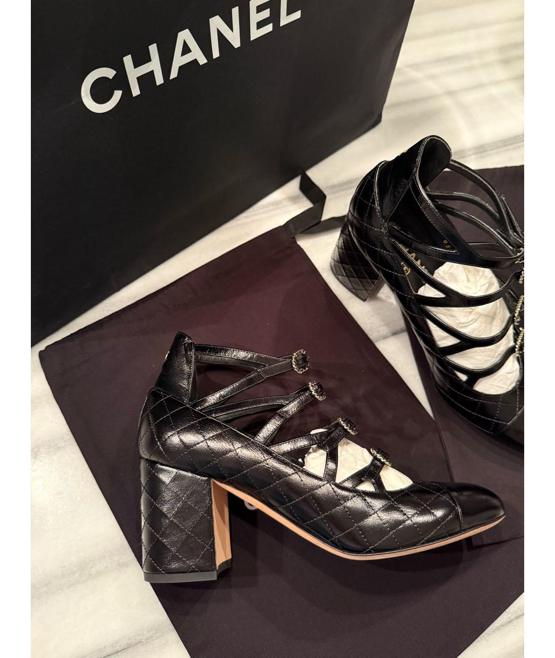 CHANEL Черные кожаные туфли, фото 6