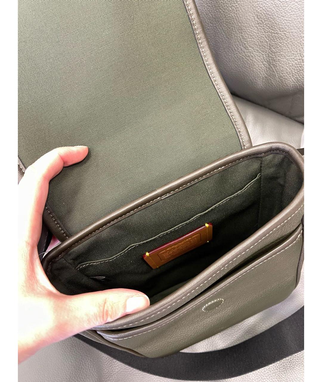 COACH Зеленая кожаная барсетка, фото 6