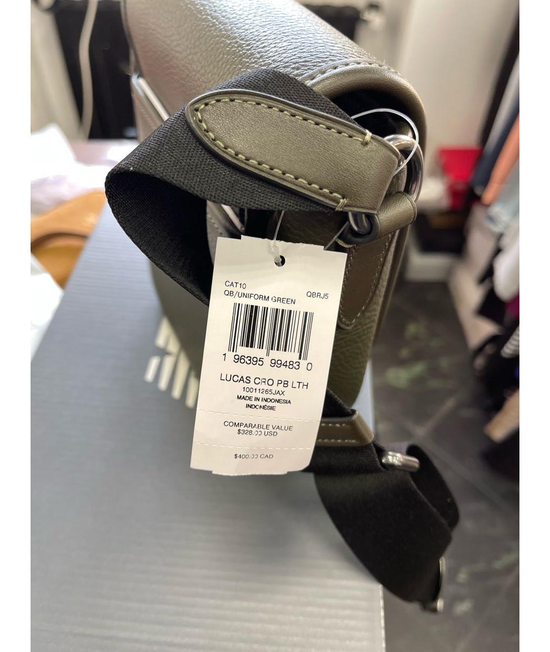 COACH Зеленая кожаная барсетка, фото 5