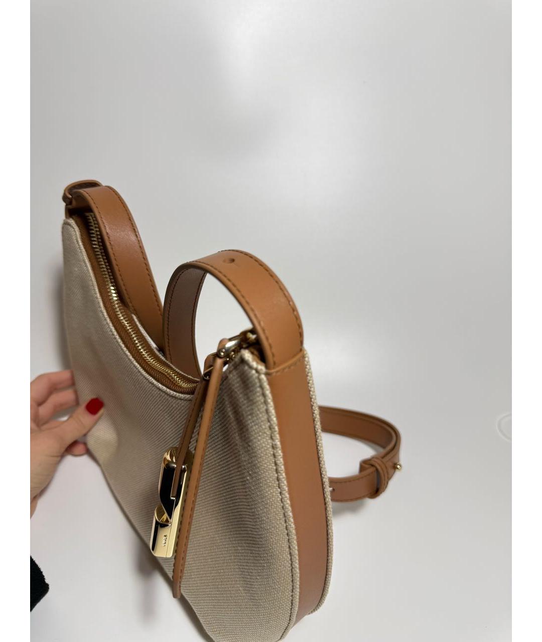 FURLA Бежевая тканевая сумка через плечо, фото 2