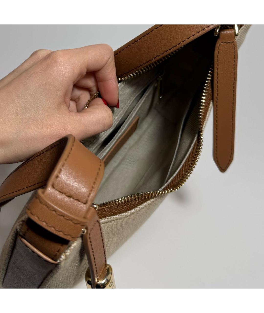 FURLA Бежевая тканевая сумка через плечо, фото 3