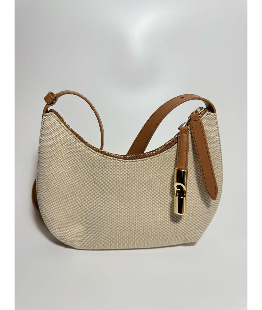 FURLA Бежевая тканевая сумка через плечо, фото 5
