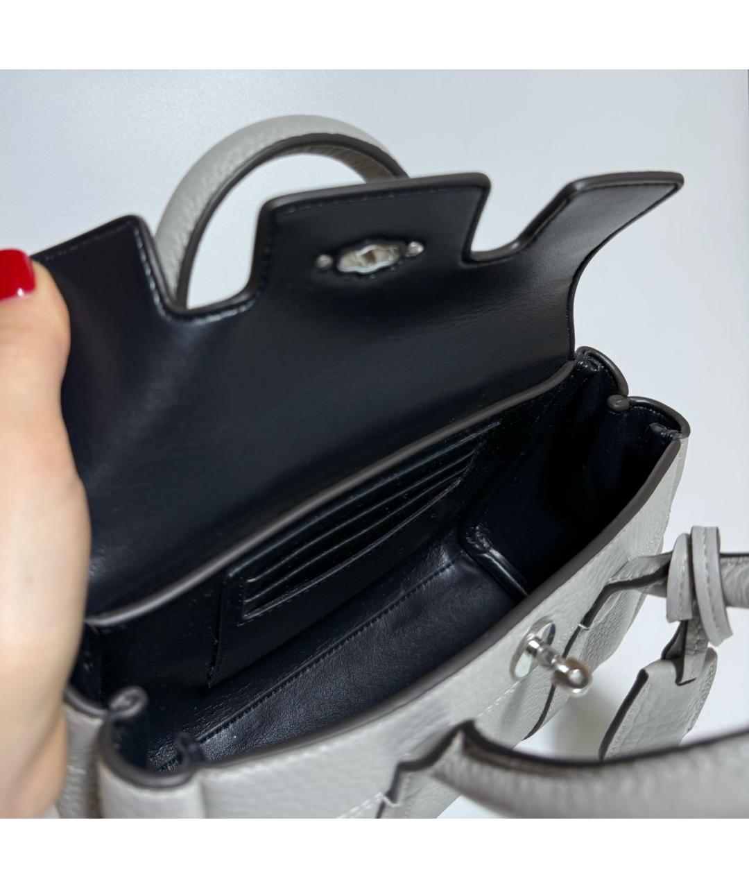 MULBERRY Серая кожаная сумка через плечо, фото 4