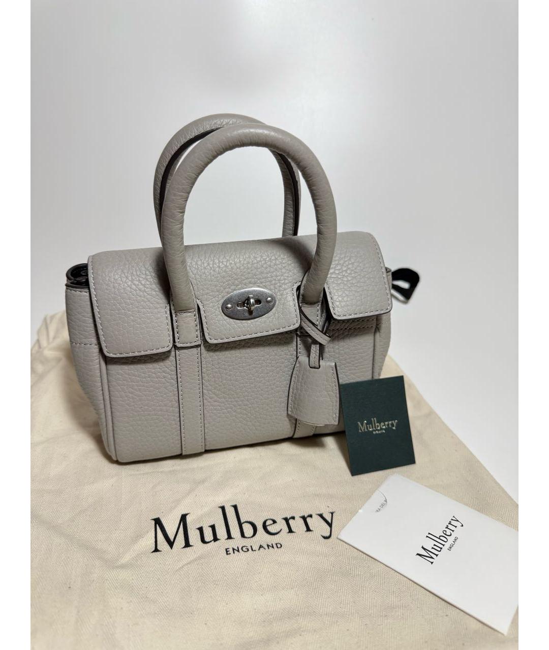 MULBERRY Серая кожаная сумка через плечо, фото 5