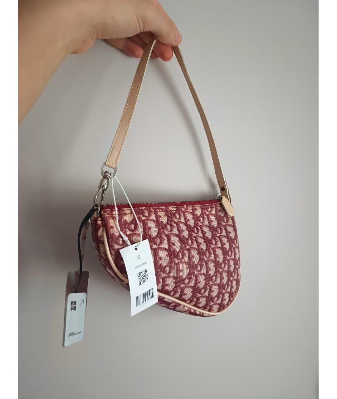 CHRISTIAN DIOR Красная тканевая сумка с короткими ручками, фото 7