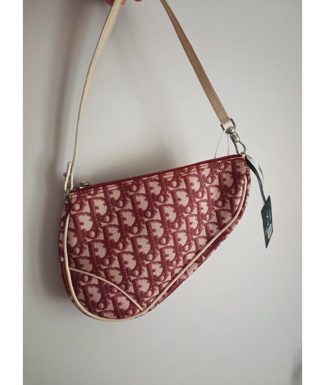 CHRISTIAN DIOR Красная тканевая сумка с короткими ручками, фото 2