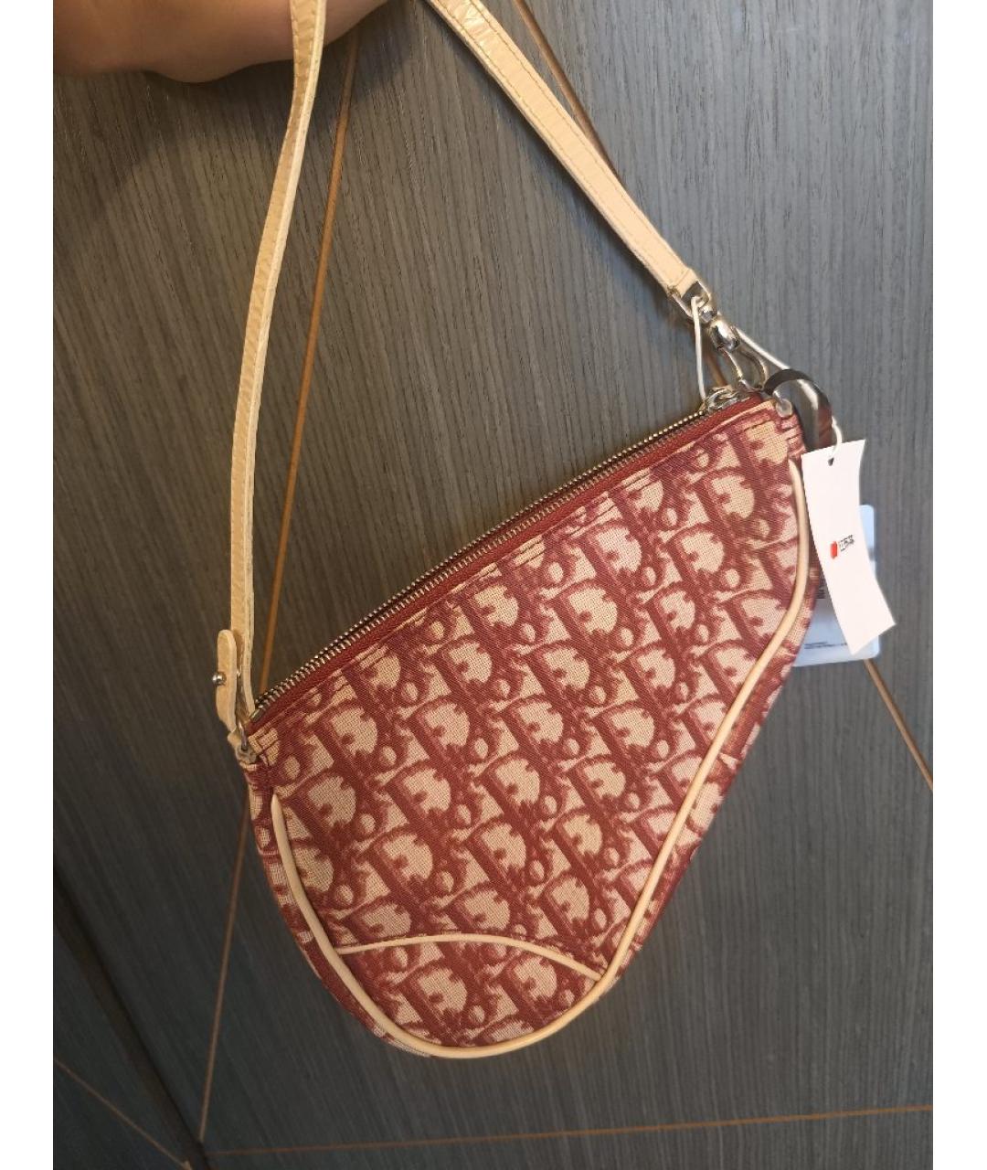 CHRISTIAN DIOR Красная тканевая сумка с короткими ручками, фото 4