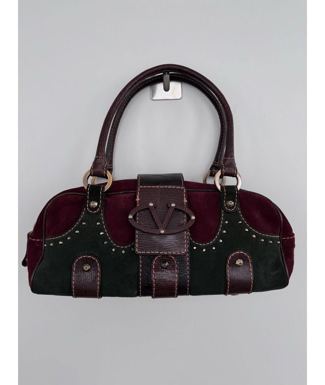 VALENTINO Бордовая замшевая сумка с короткими ручками, фото 9