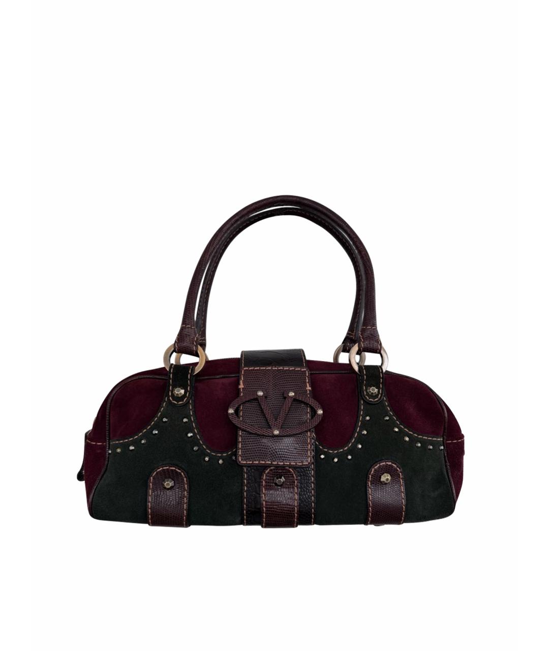 VALENTINO Бордовая замшевая сумка с короткими ручками, фото 1