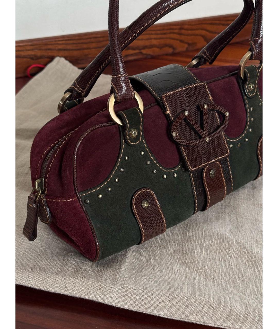 VALENTINO Бордовая замшевая сумка с короткими ручками, фото 4