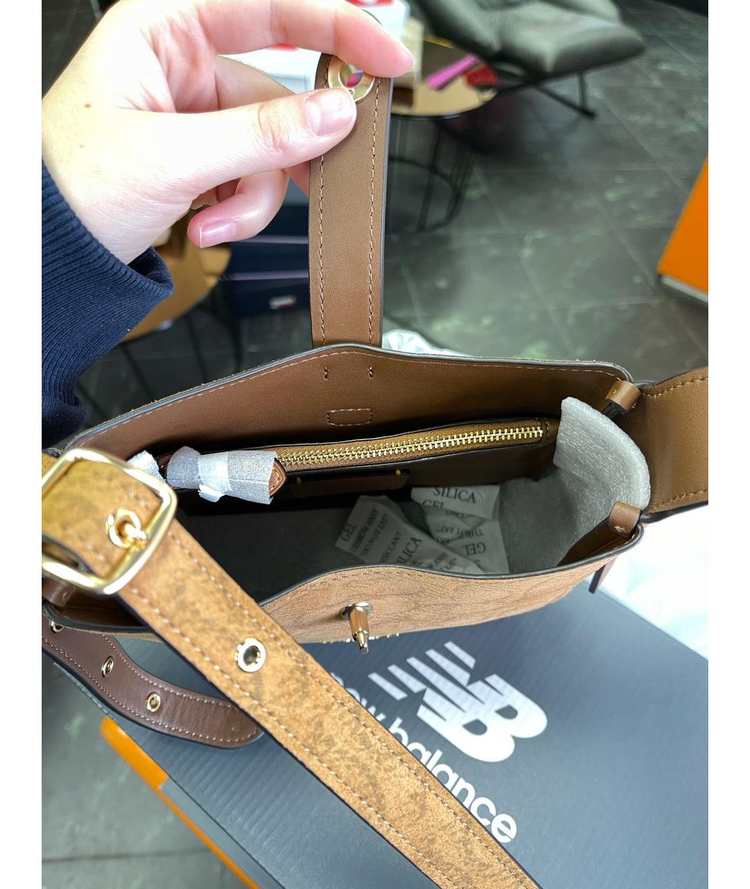 COACH Коричневая замшевая сумка через плечо, фото 7