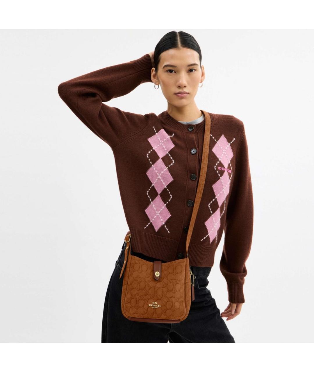 COACH Коричневая замшевая сумка через плечо, фото 2