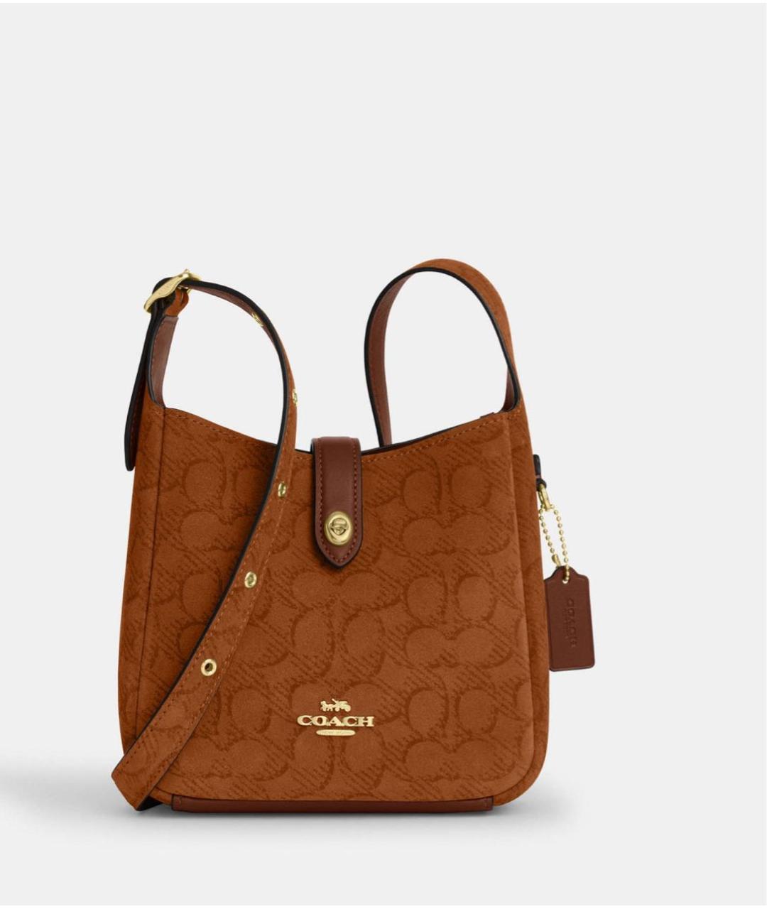 COACH Коричневая замшевая сумка через плечо, фото 9