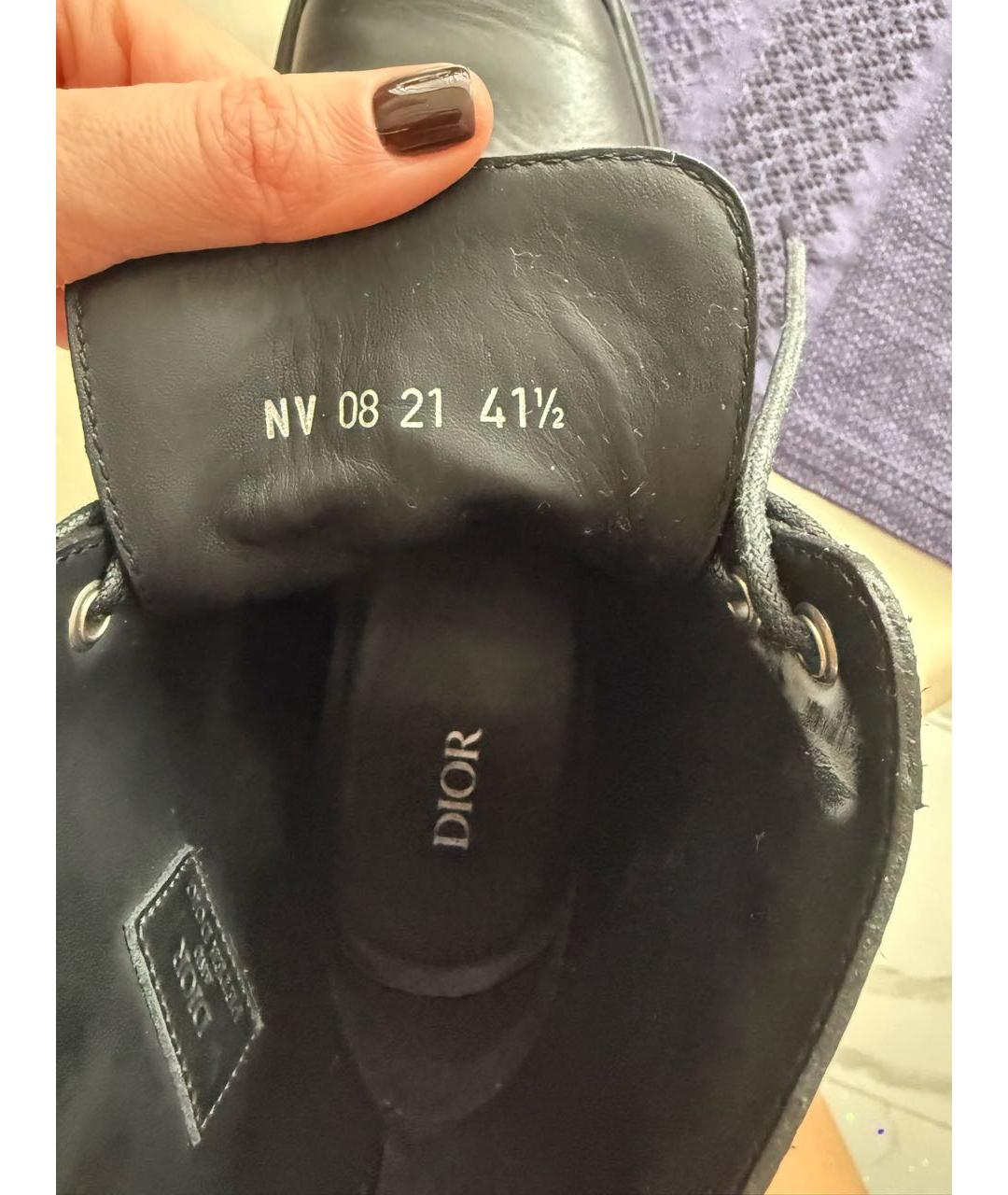 CHRISTIAN DIOR Черные кожаные высокие ботинки, фото 2