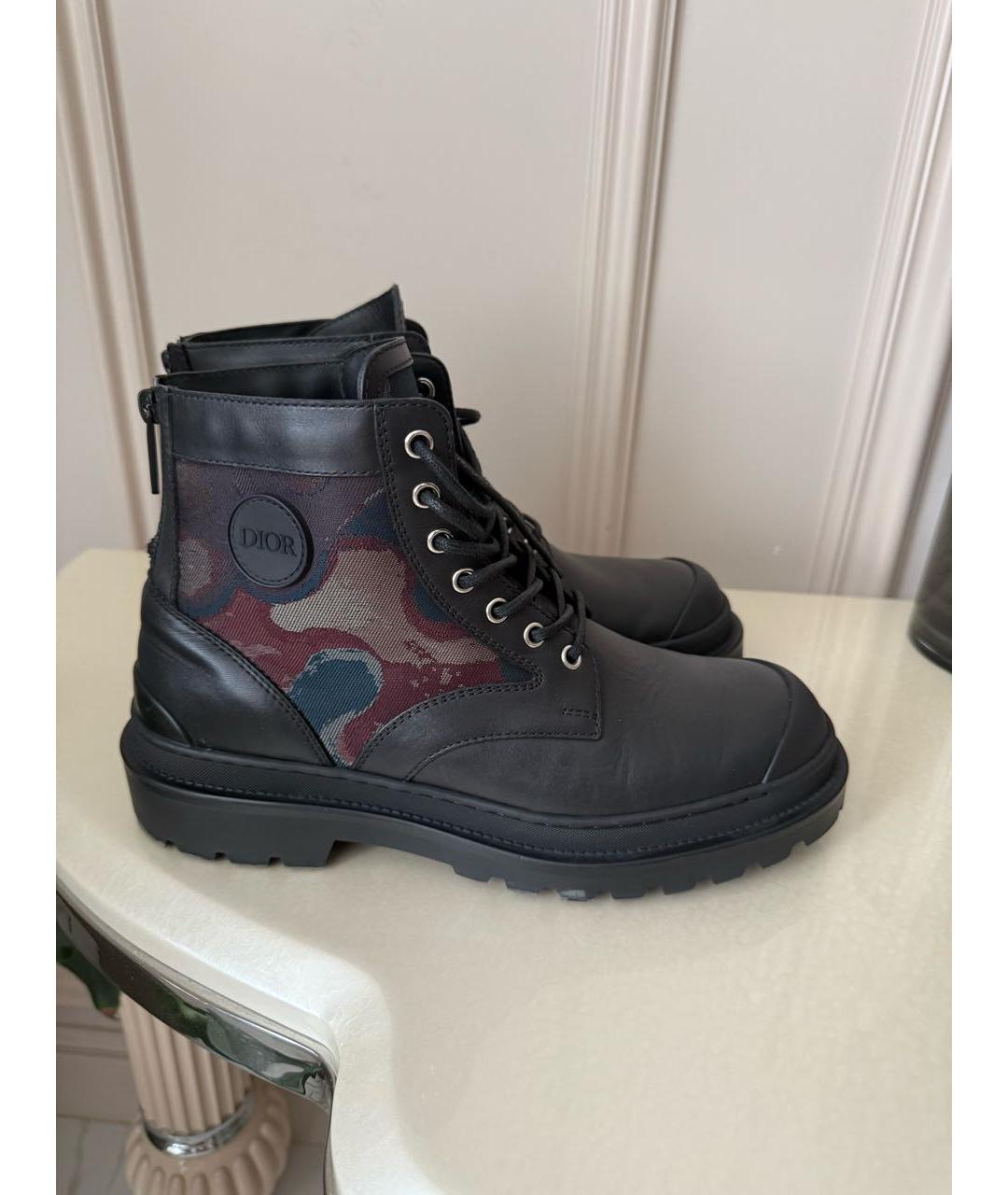 CHRISTIAN DIOR Черные кожаные высокие ботинки, фото 5