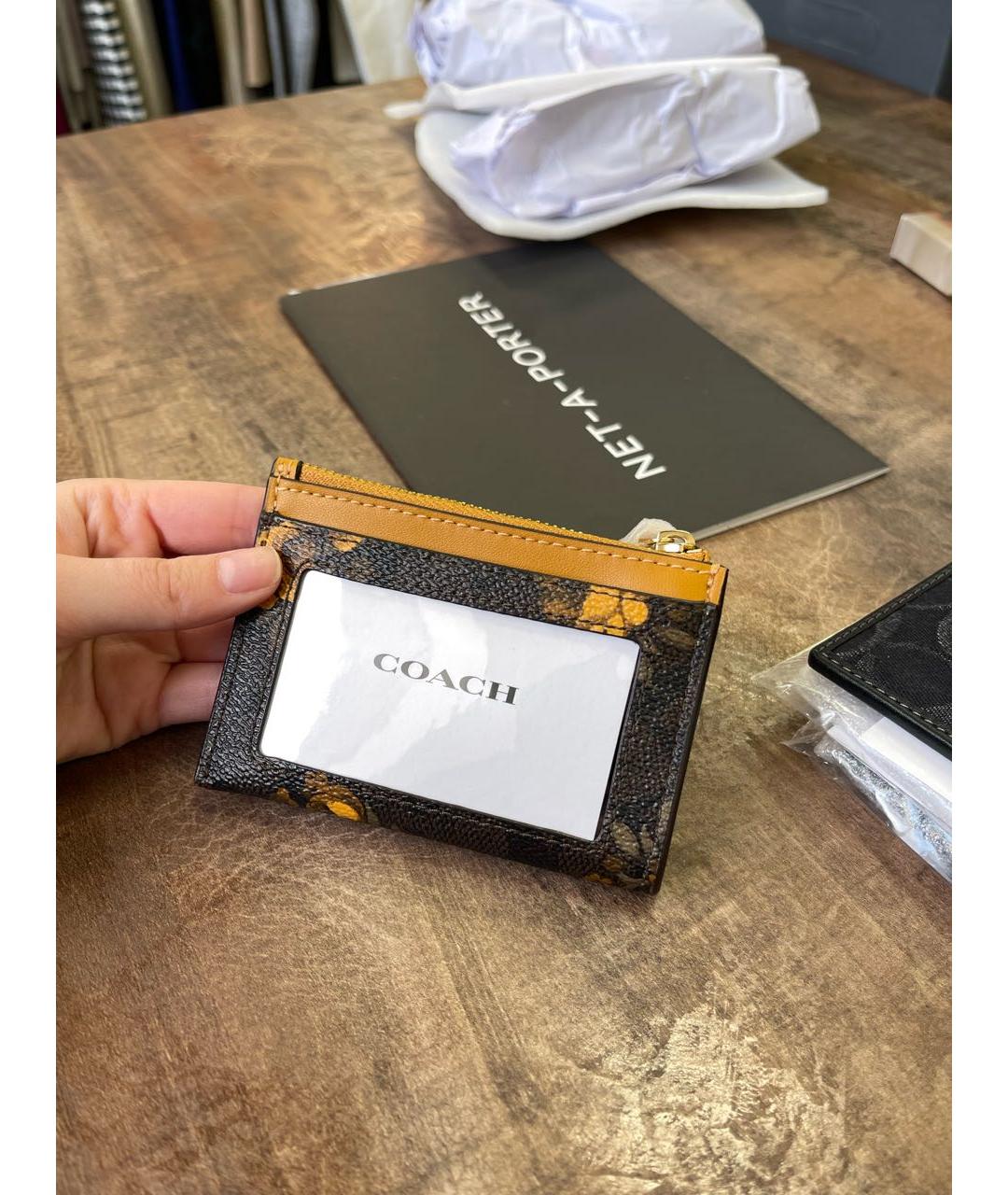 COACH Коричневый кожаный кардхолдер, фото 3