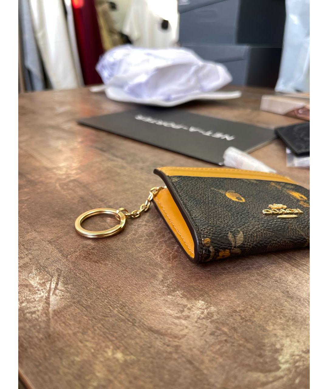 COACH Коричневый кожаный кардхолдер, фото 5