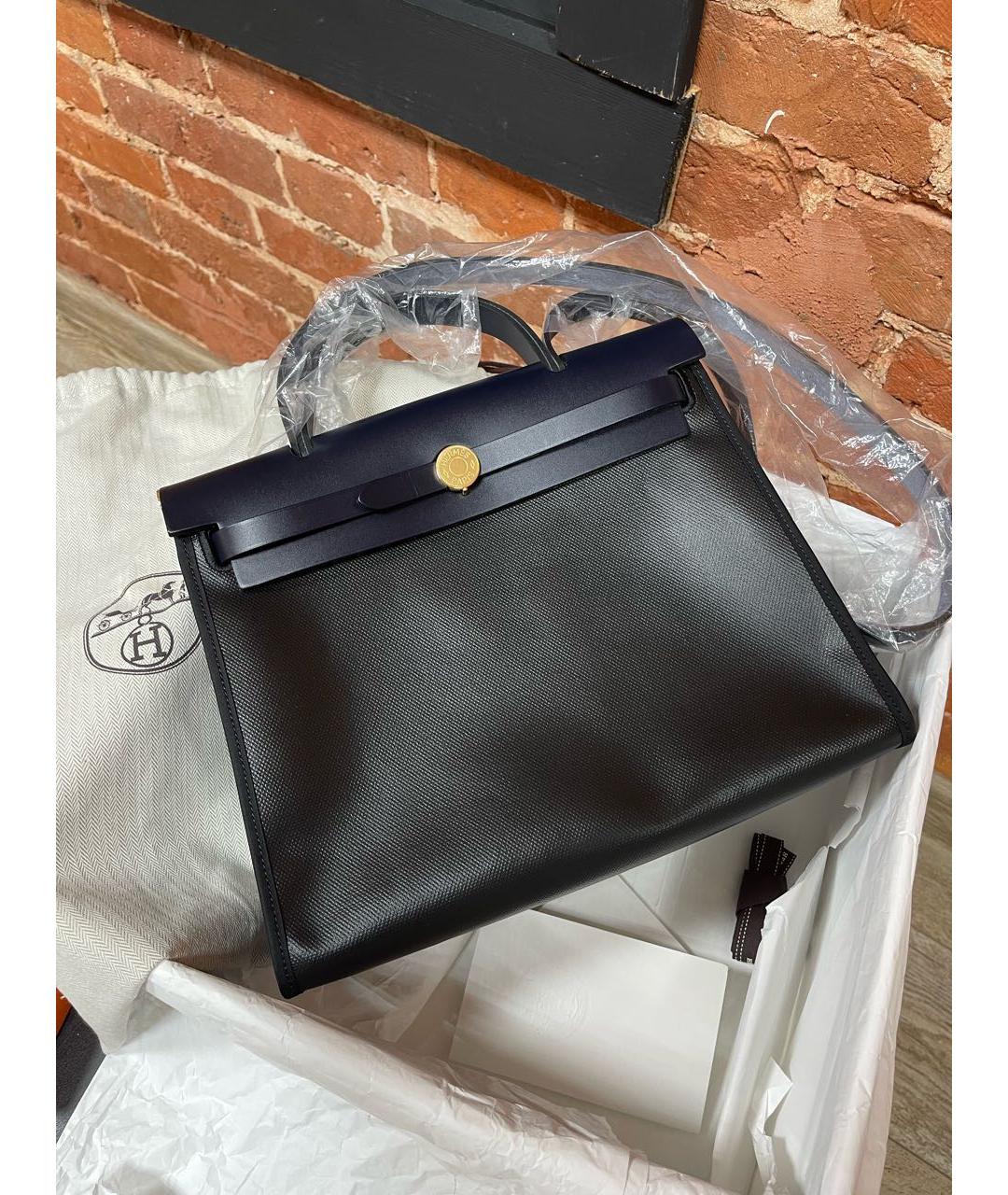 HERMES Черная тканевая сумка через плечо, фото 8