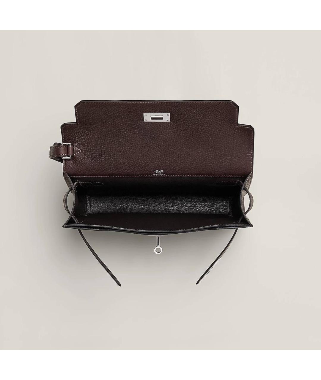 HERMES Черная кожаная барсетка, фото 4